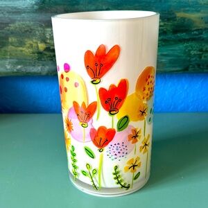 Vintage ProFlowers Vase 8" White Cylinder with Pretty Floral All Around